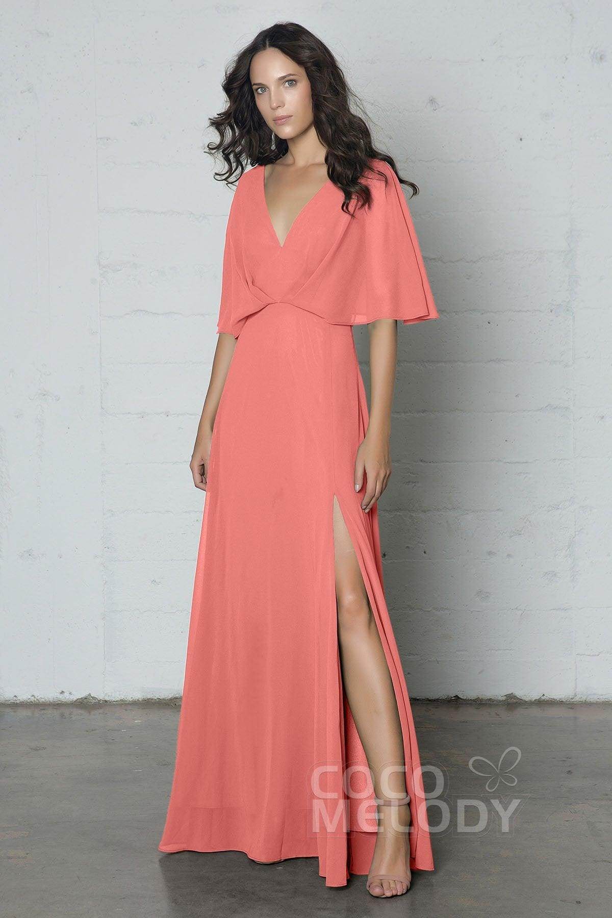 Sheath-Column Floor Length Chiffon Dress PR17024 - COCOMELODY